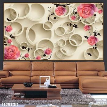 Tranh 3D hoa hồng trang trí