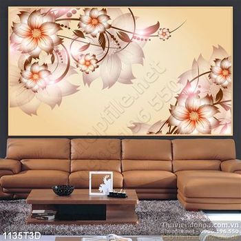 Tranh 3D hoa dán tường trang trí nội thất