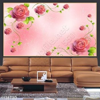 Tranh 3D hoa hồng dán tường