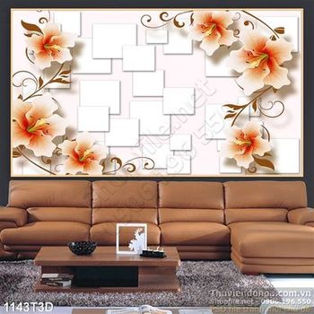 Tranh 3D hoa nền gạch trang trí tường