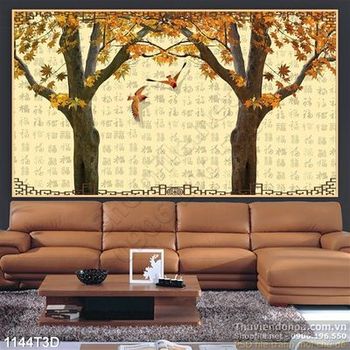 Tranh 3D hoa cây nền trang trí