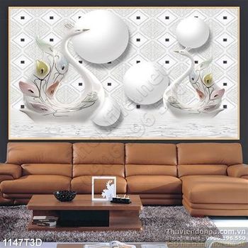 Tranh 3D chim thiên nga treo tường