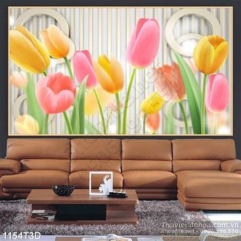 Tranh 3D hoa tulip trang trí