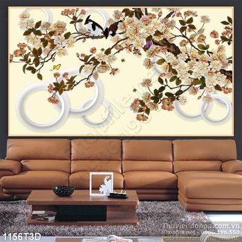 Tranh 3D hoa trang trí phòng khách
