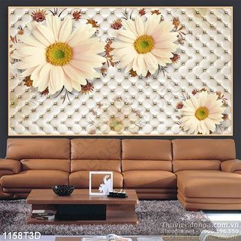 Tranh 3D hoa đồng tiền trang trí nội thất