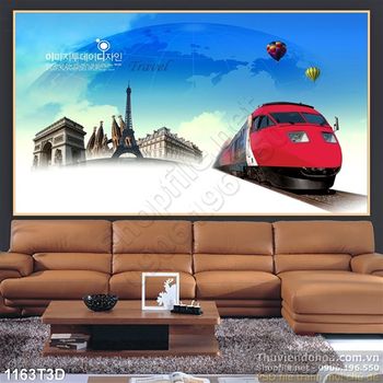 Tranh 3D tàu lửa trang trí