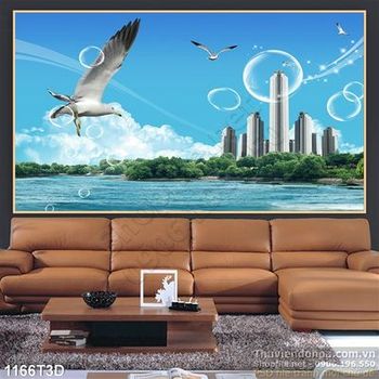 Tranh 3D thành phố hiện đại treo tường