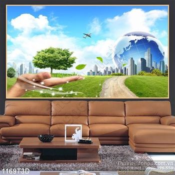 Tranh 3D thành phố xanh hiện đại