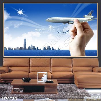 Tranh 3D air line và thành phố