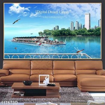 Tranh 3D thành phố biển