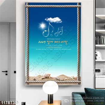 Tranh 3D bầu trời trang trí phòng khách