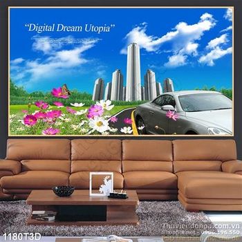 Tranh 3D thành phố cao tầng
