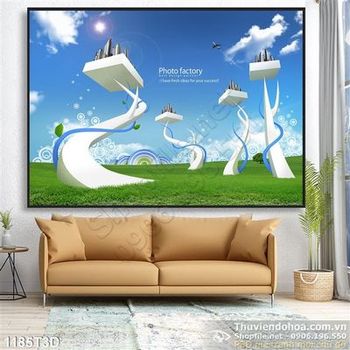 Tranh 3D thành phố hiện đại treo tường