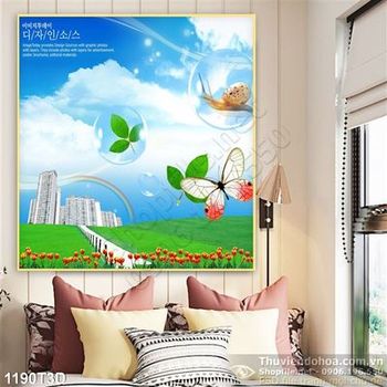 Tranh 3D khu chung cư xanh