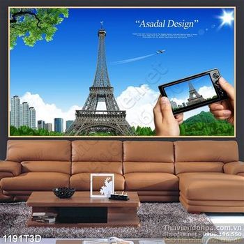 Tranh 3D tháp eiffel thủ đô Pari