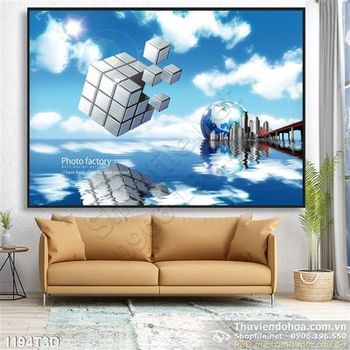 Tranh 3D bầu trời treo tường phòng khách