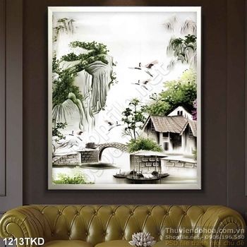 Tranh màu nước ngôi nhà nhỏ