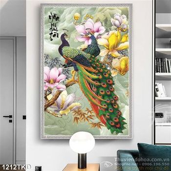 Tranh hoa Mộc Lan và chim công