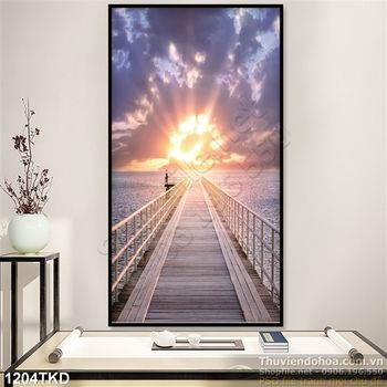 Tranh cây cầu dài ra biển