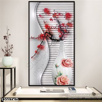 Tranh bình hoa đào