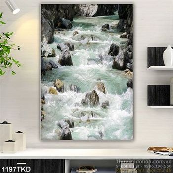 Tranh thác nước chảy xiết trang trí tường