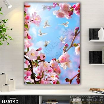 Tranh trần nhà xuyên sáng hoa đào