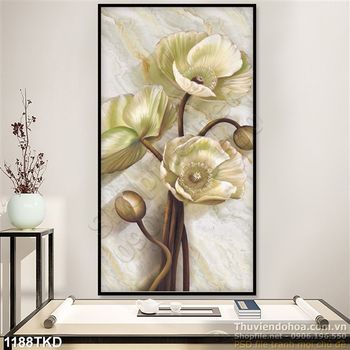 Tranh hoa Mỹ nhân in gạch