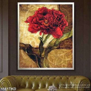Tranh sơn dầu bông hoa trang trí phòng ngủ
