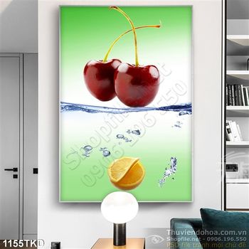 Tranh quả cherry và quả cam