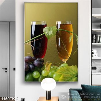Tranh ly rượu nho trang trí bếp