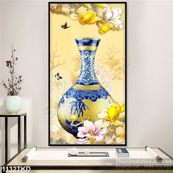 Tranh bình hoa kim tiền