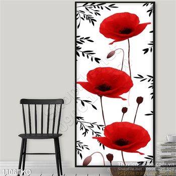 Tranh hoa Mỹ nhân trang trí dán tường