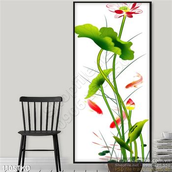 Tranh hoa Sen và cá chép PNG