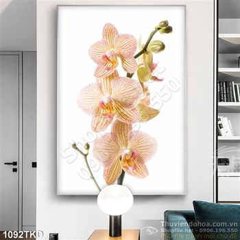 Tranh hoa lan hồ điệp trang trí treo tường