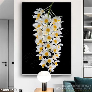 Tranh hoa lan rừng nền đen