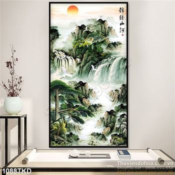 Tranh sơn dầu thác nước trang trí phòng khách