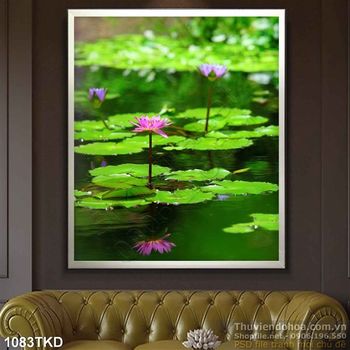 Tranh hồ hoa Súng trang trí phòng khách