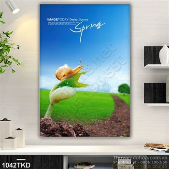 Tranh bầu trời và đồng cỏ xanh