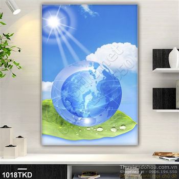 Tranh quả cầu xanh và bầu trời