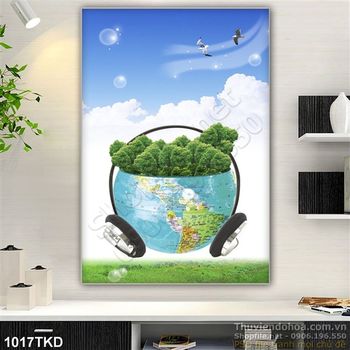 Tranh bầu trời và trái đất xanh