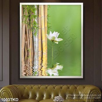 Tranh hoa sen và cây tre