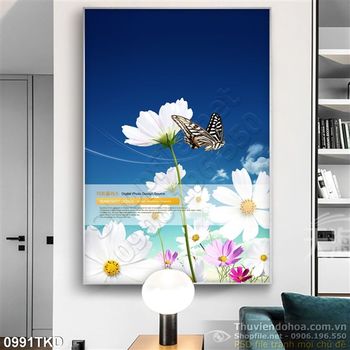Tranh hoa hồ điệp và bươm bướm