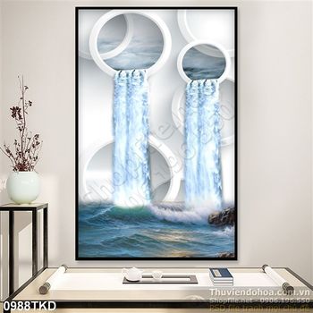 Tranh 3d thác nước dán tường