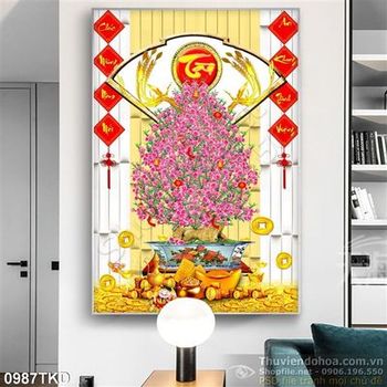 Tranh chậu hoa in lịch chất lượng cao