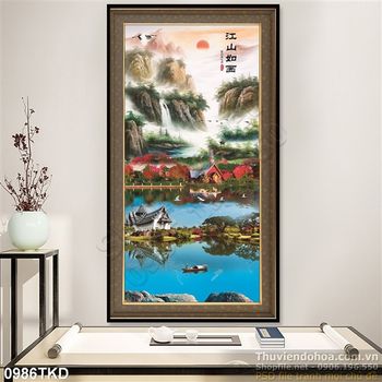 Tranh sơn dầu phong thủy trang trí phòng khách