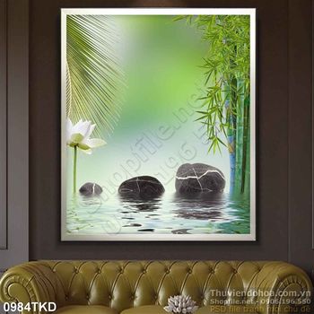 Tranh cây sen và cây tre