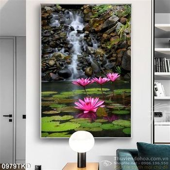 Tranh thác nước và hoa súng