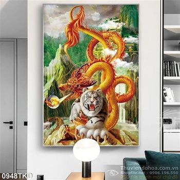 Tranh sơn dầu rồng hổ