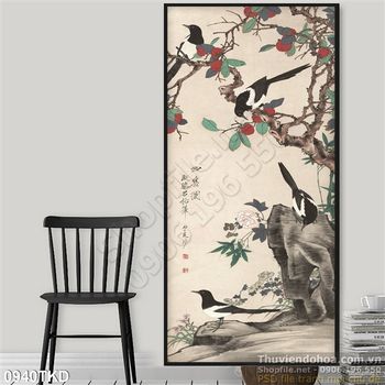 Tranh chim én và cây trang trí tường