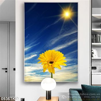 Tranh hoa đồng tiền và bầu trời